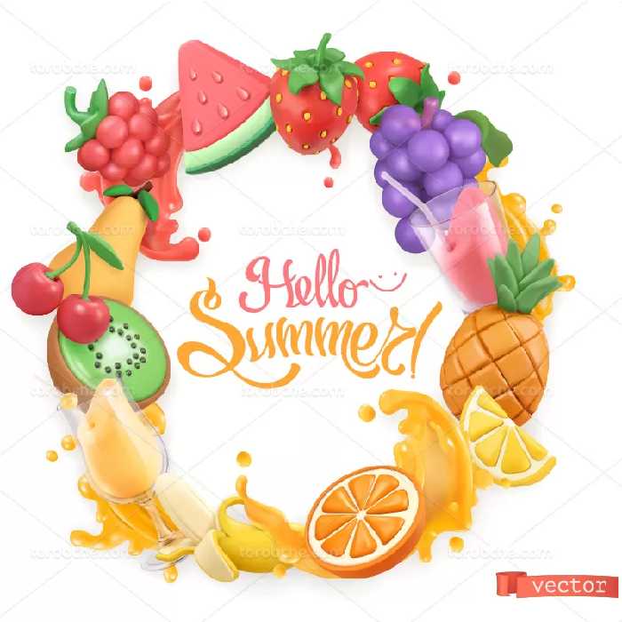 وکتور میوه های تابستان | گرافیک با طعم تربچه