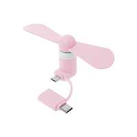 پنکه همراه Micro USB با مبدل Type-C-صورتی