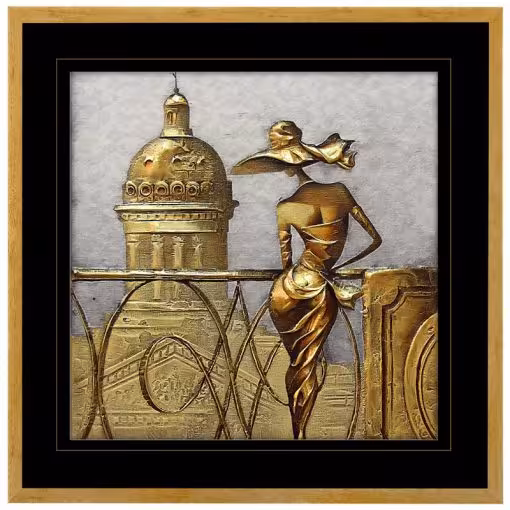 تابلو ورق طلا مدل GRACE AND GRANDEUR کد GW-99114-BLG-A