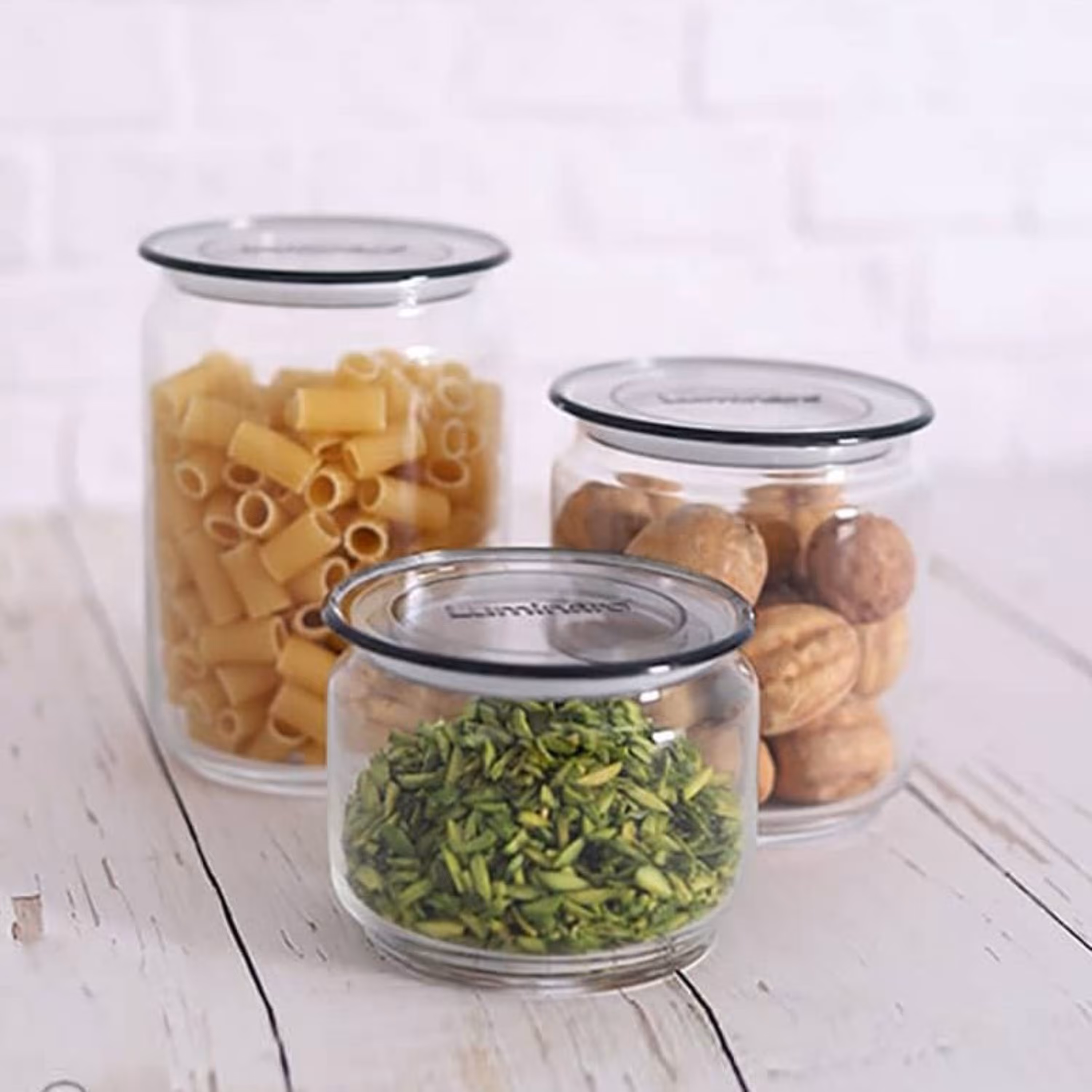 ست 3 تکه جا حبوبات لومینارک مدل PLANO پلانو درب دودی 