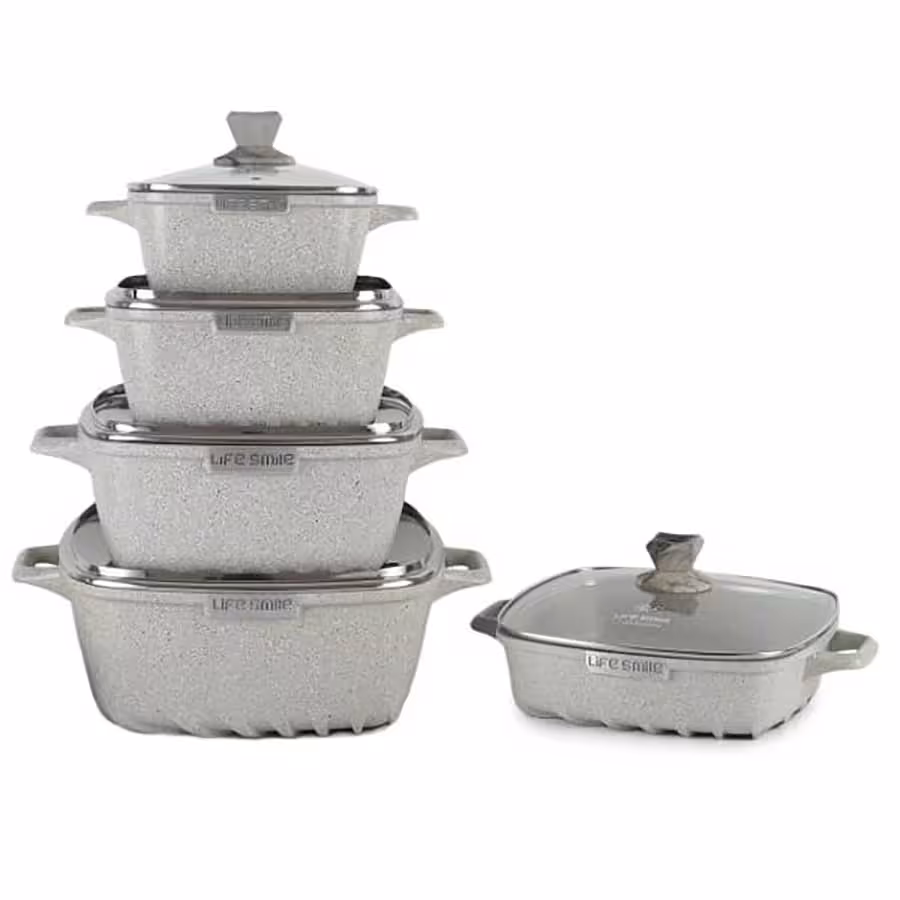 سرویس قابلمه 14 پارچه مربعی گرانیتی لایف اسمایل مدل SPF-8/ SPF-3