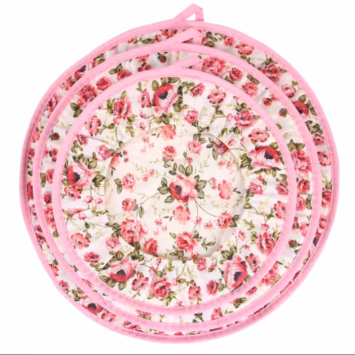 ست دم کنی نسوز 3 تکه طرح گل رنگ هفت  رنگ متغیر