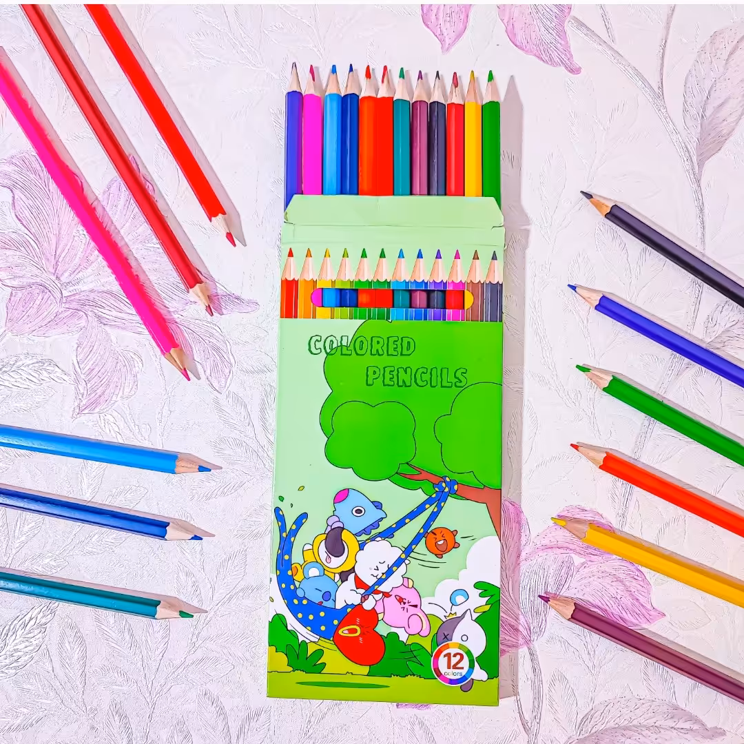 لوازم تحریر فانتزی . مداد رنگی دوازده رنگ . مدادرنگی12تای . مداد نقاشی . لوازم تحریر فانتزی