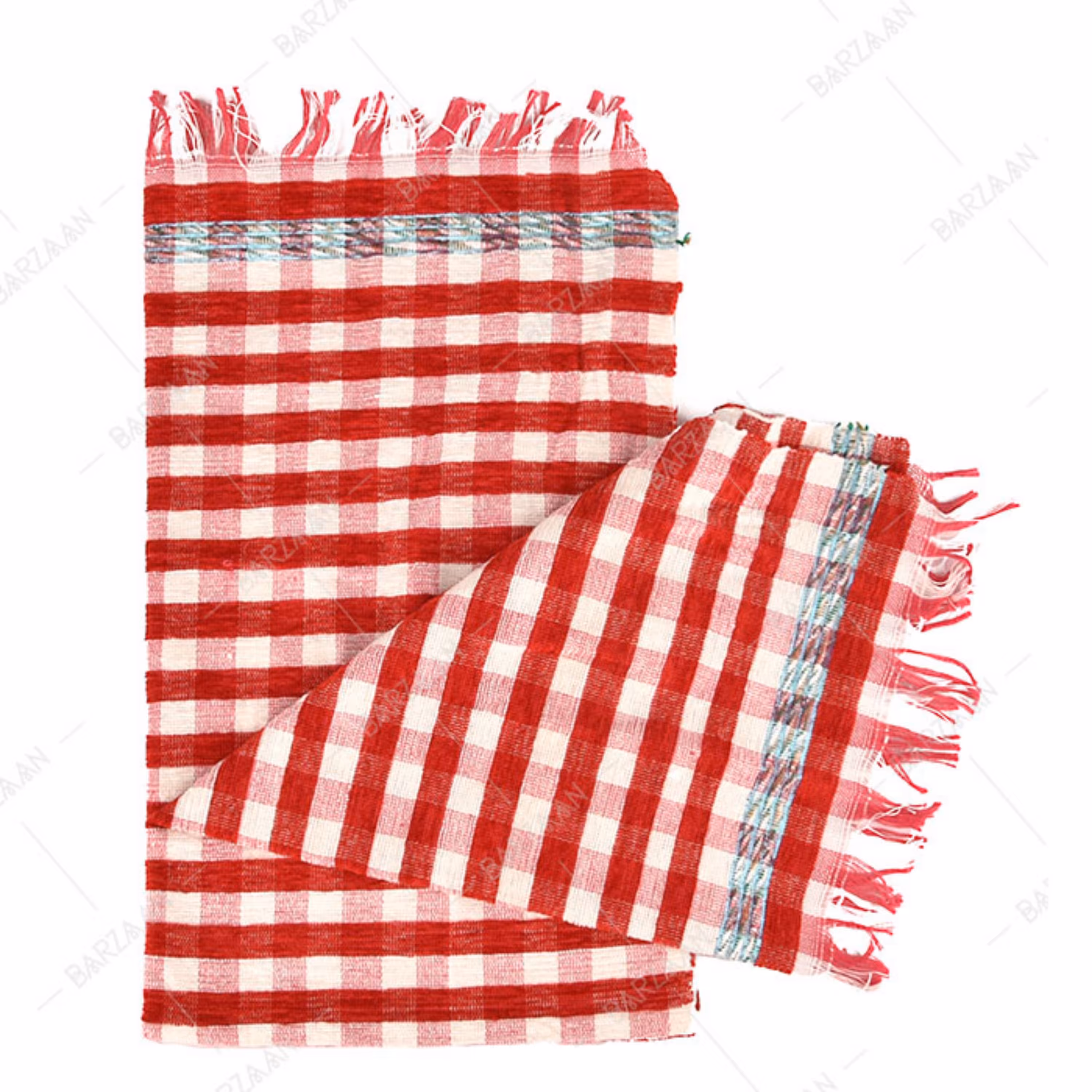 حوله آشپزخانه دستباف چهارخانه قرمز 80 در 42 سانتیمتر درجه یک