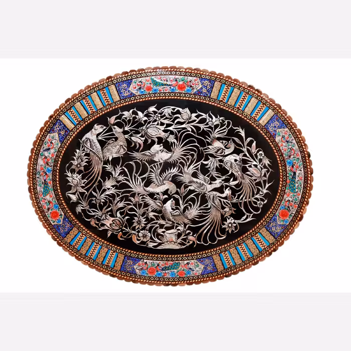 تابلو قلمزنی قاب خاتم نقاشی بیضی سایز 70در90