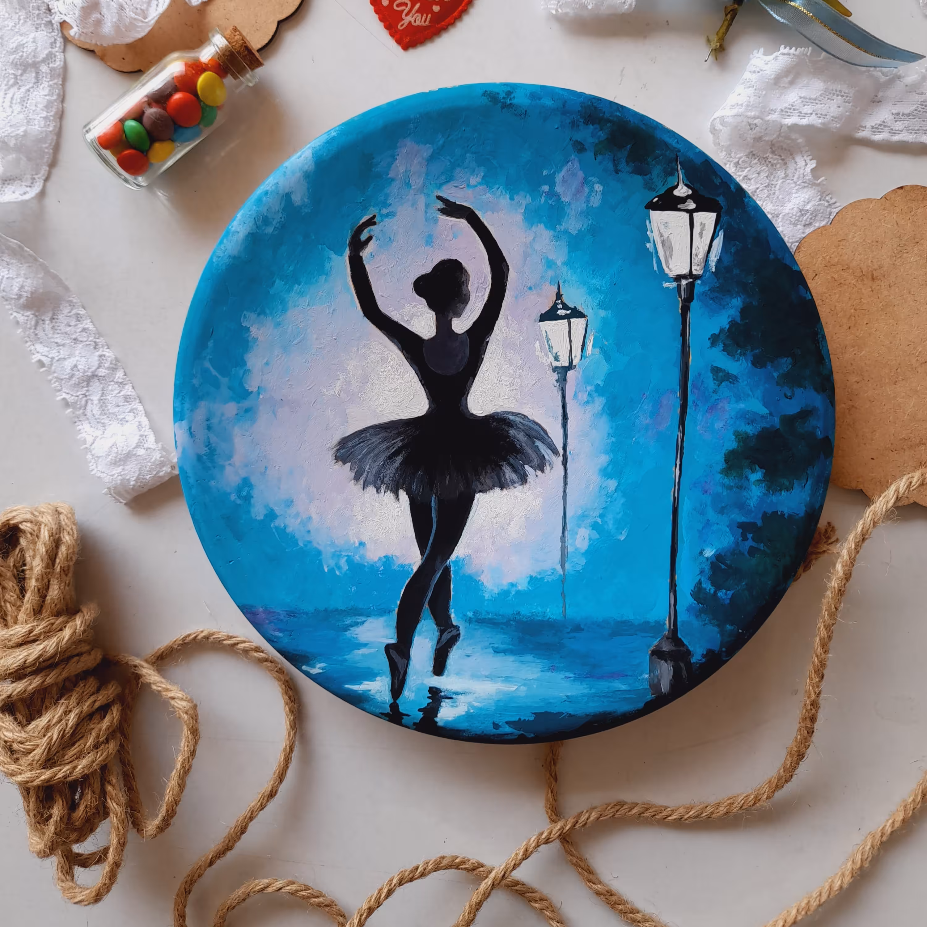 دیوارکوب سفالی رقص باله هنردست سایز20  