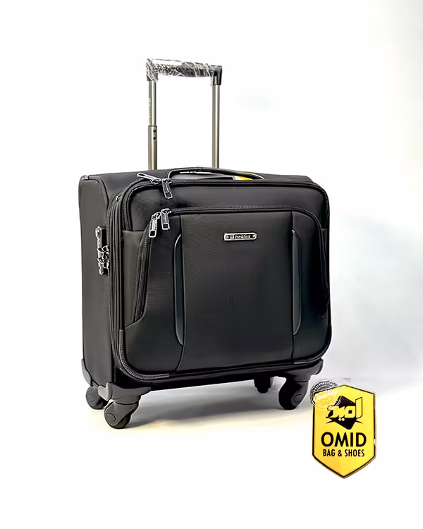 چمدان خلبانی کابین جنس برزنتی برند president مدل 6001 رنگ مشکی سایز 17 اینچ