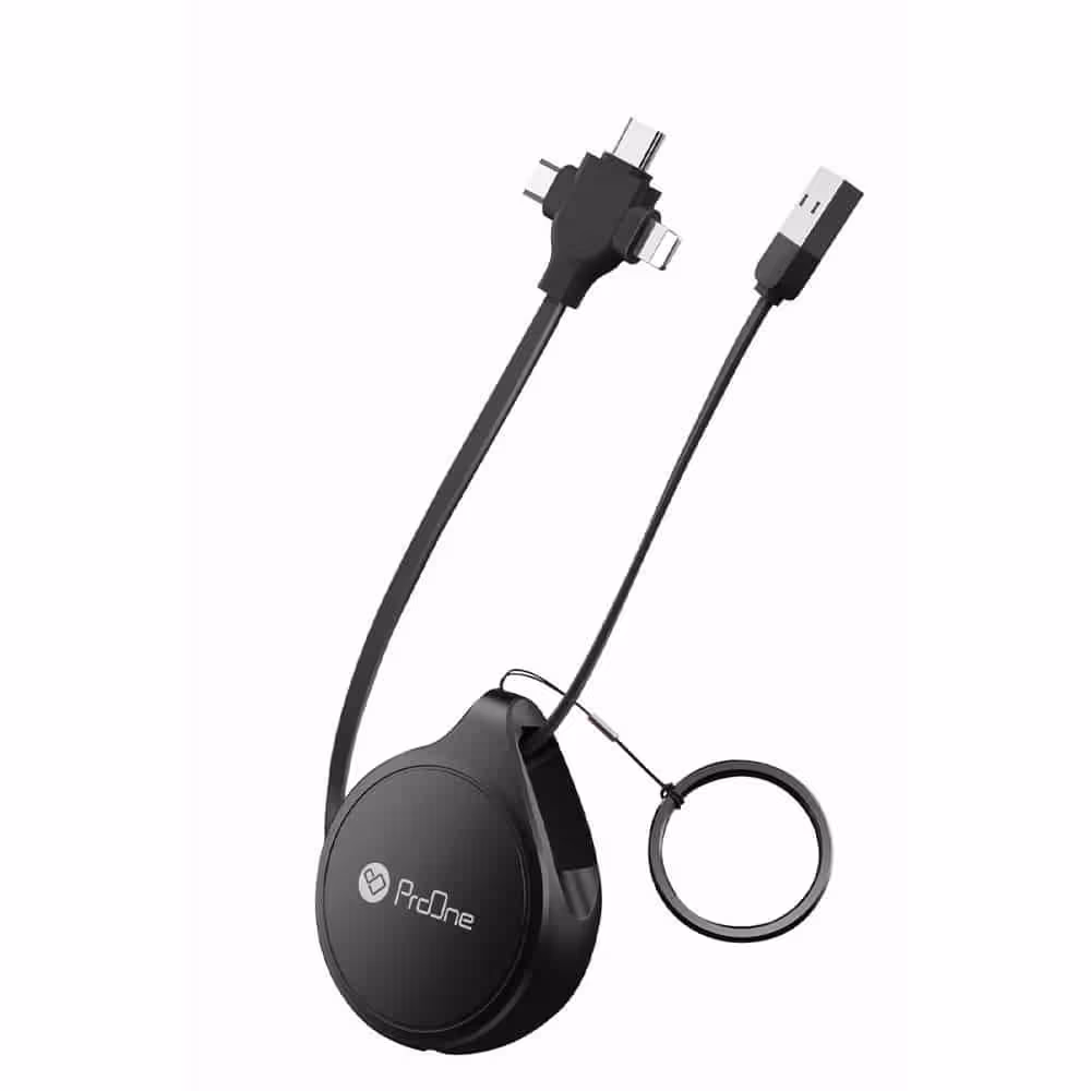کابل شارژر سه سر لایتنینگ،تایپ سی و میکرو USB فست شارژ جمع شونده پرووان مدل PCC-108R