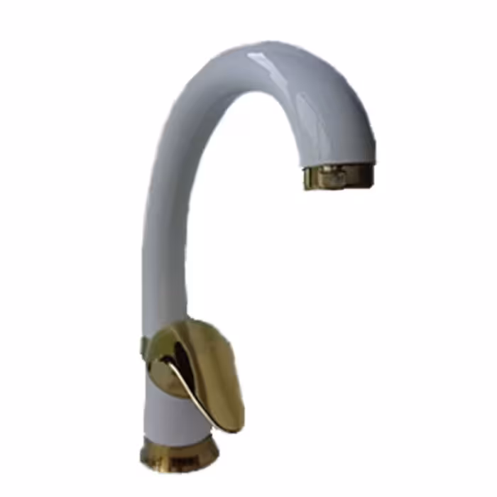 شیر ظرفشویی سفید طلایی تنه برنجی