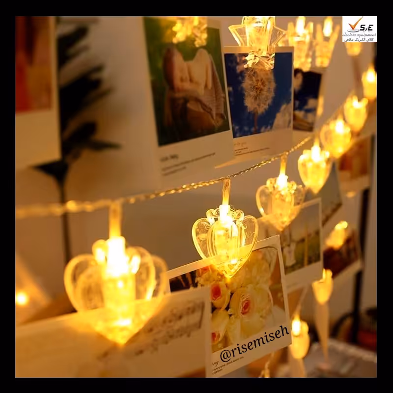 ریسه قلب گیره ای 3 متری 20 لامپ led آفتابی