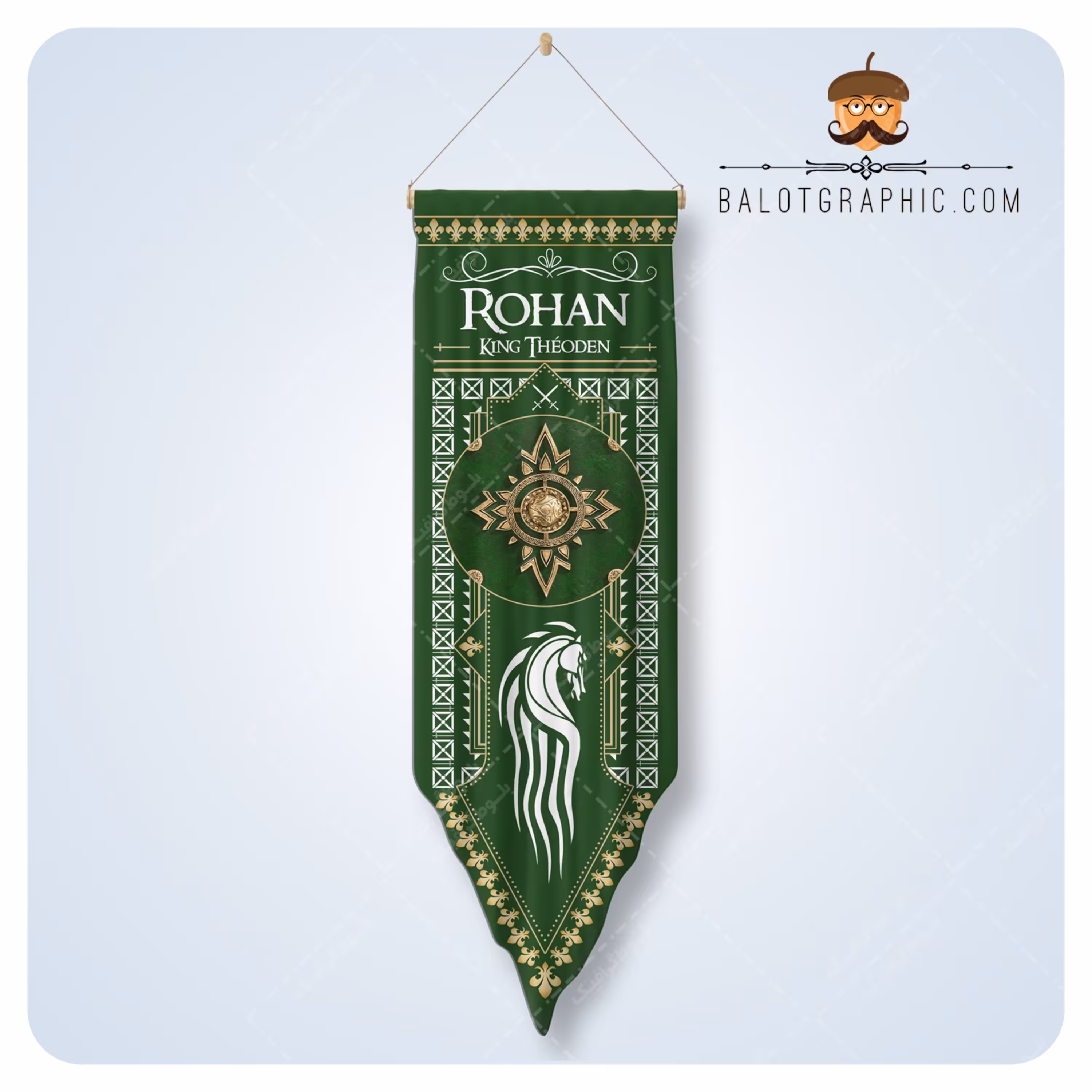 پرچم دیواری طرح ارباب حلقه ها سایز 100-30 (روهان) BP009