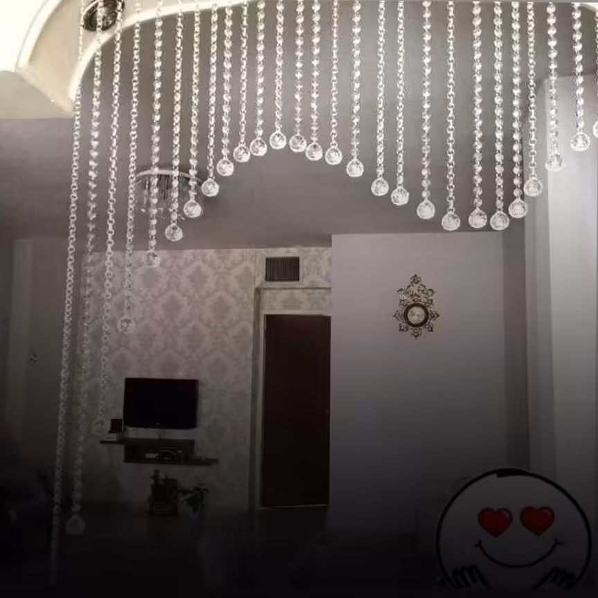 پرده کریستال مدل موج یکطرف بلند