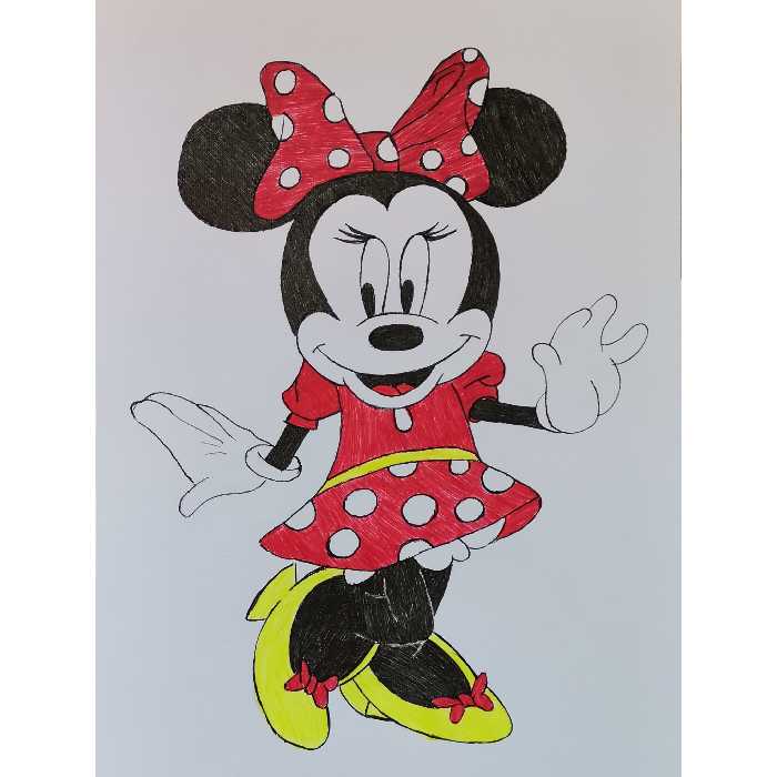 نقاشی میکی موس با خودکار رنگی