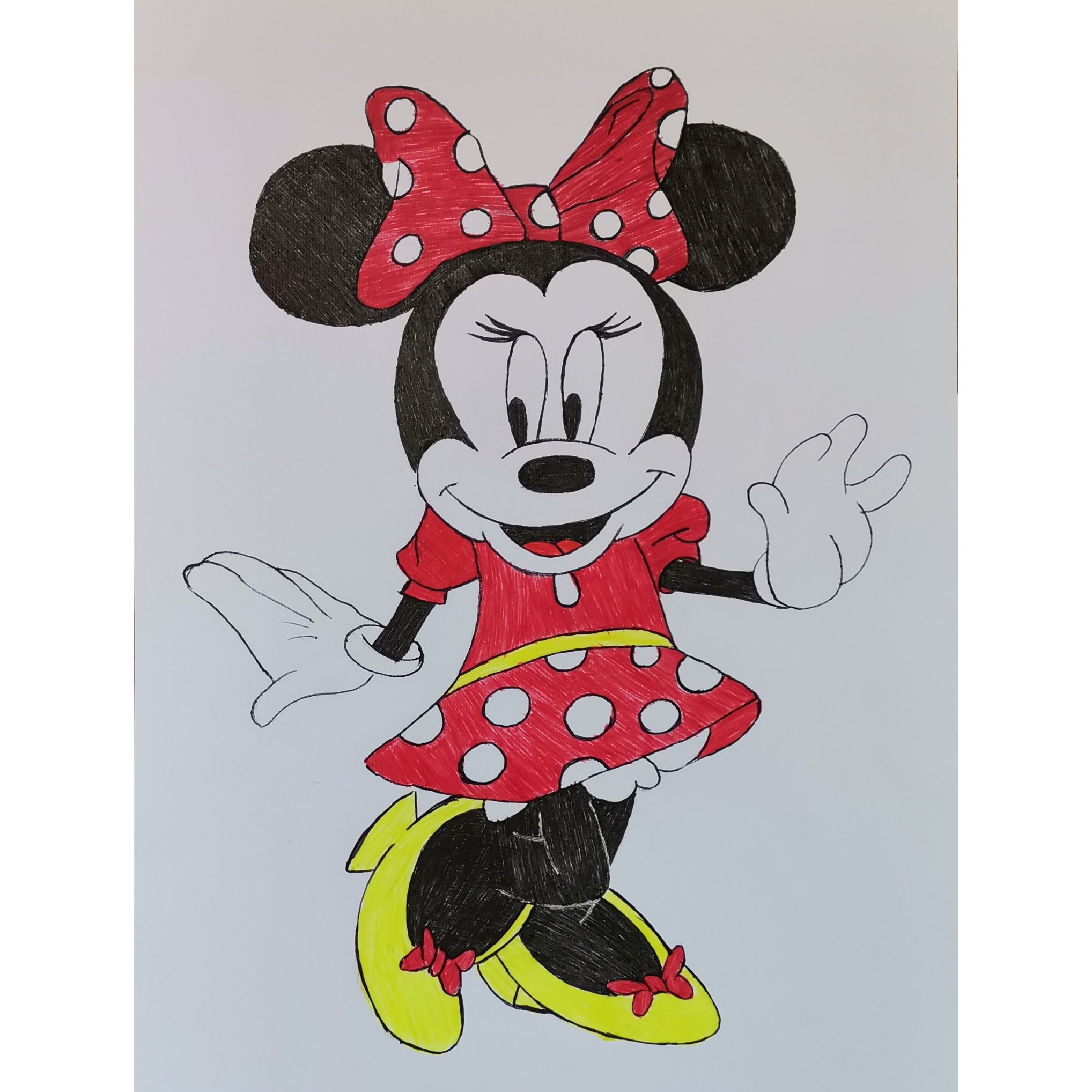 نقاشی میکی موس با خودکار رنگی