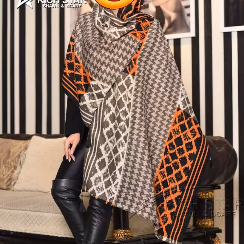 شال نخی چاپی باییزه