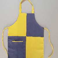 پیشبند آشپزخانه ساده طرح زرد و آبی با جنس کتان ضخیم