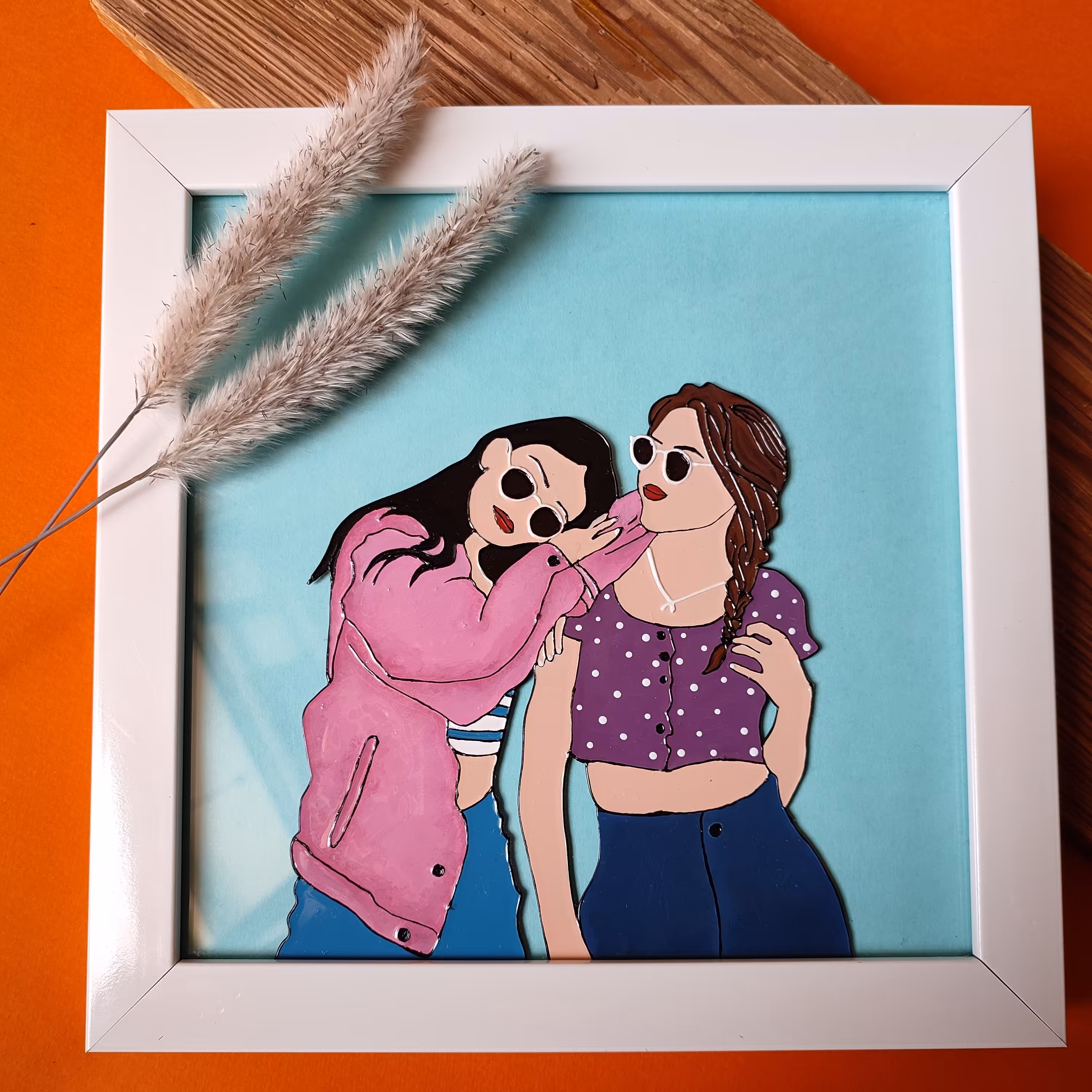 تابلو ویترای طرح رفیق ابعاد 20*20  رنگ ثابت  نقاشی شده با دست