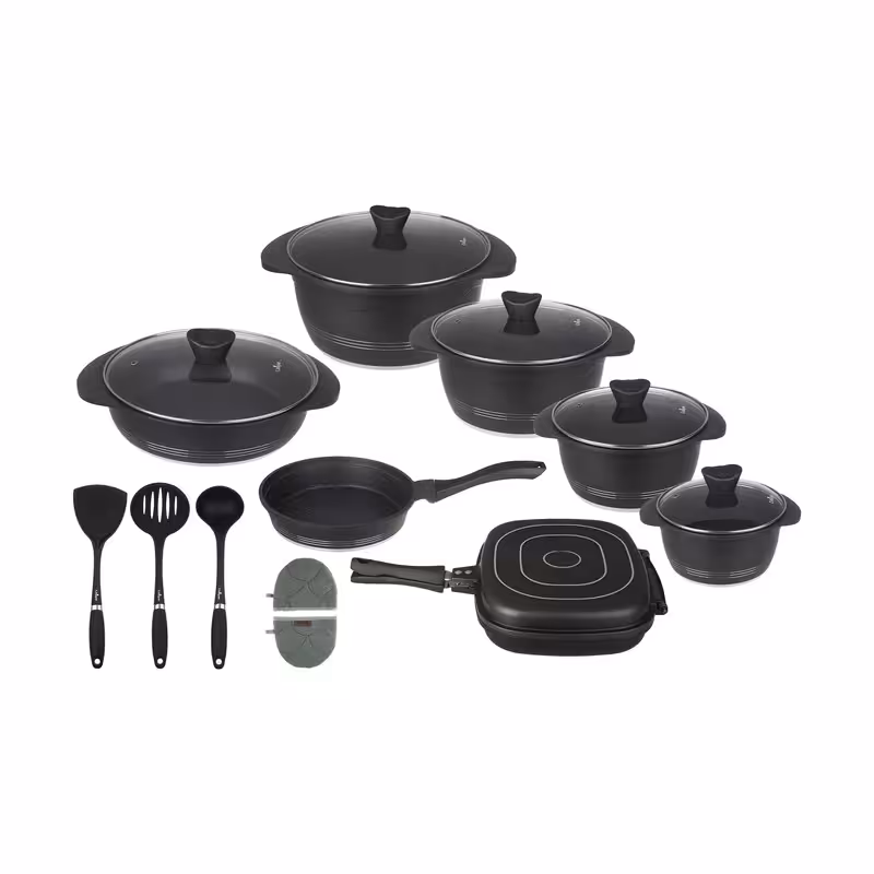 سرویس قابلمه 16 پارچه مشکی  (یونیک ) 8899 مدل (بلا Bella ) 