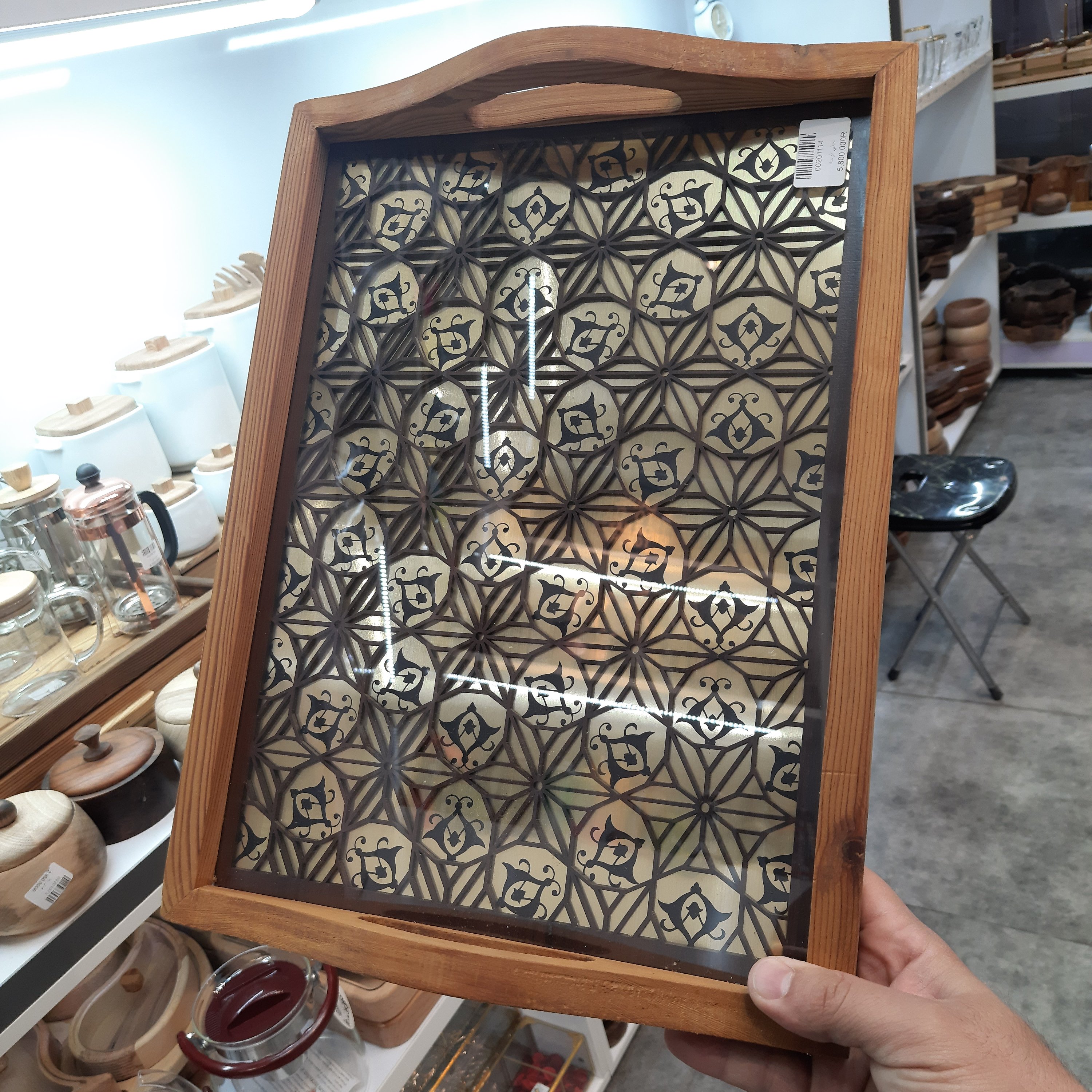 سینی پذیرایی چوب و منبت 40*30