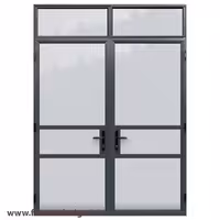 درب آهنی شیشه خور دو لنگه با کتیبه کد 30701