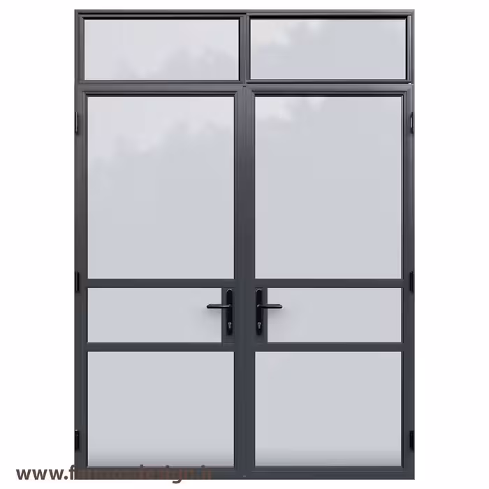 درب آهنی شیشه خور دو لنگه با کتیبه کد 30701
