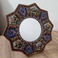 آئینه خاتم کاری و مینیاتور خورشیدی (قطر 30 سانتی متری ، دیوارکوب و رومیزی)