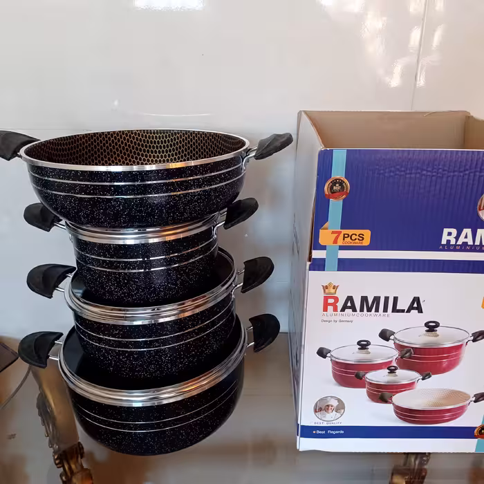 سرویس قابلمه تفلون ساخت شرکت تولیدی قابلمه تفلون علی فراهانی aluminium cookware factory in iran 