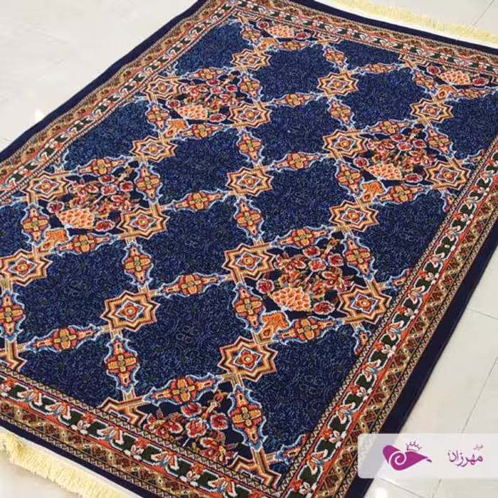 گلیم ماشینی 12 متری طرح بوته سرمه ای