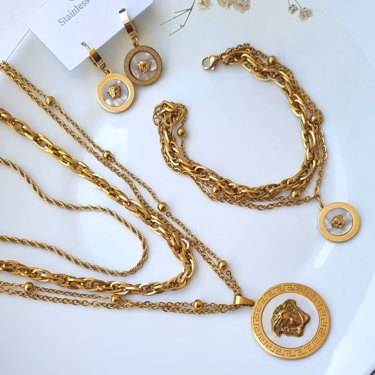 سرویس ورساچ صدفی استیل طلایی