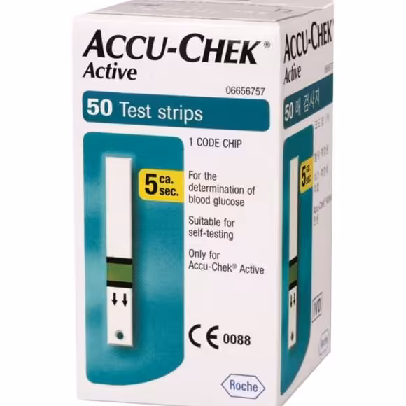 نوار تست قند خون اکوچک  آکیوچک اکتیو بسته 50عددی Accu-chek Active