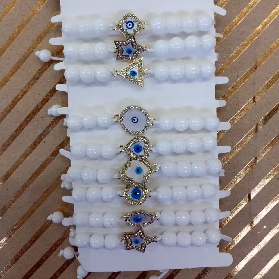 دست بند مرواریدی طرح چشم زخم