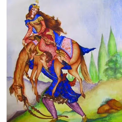 تابلو نقاشی لیلی و مجنون با قاب خاتم