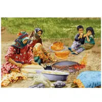 کد 28018 - نخ و نقشه کامپیوتری تابلو فرش عرشیان طرح عشایر نان پز
