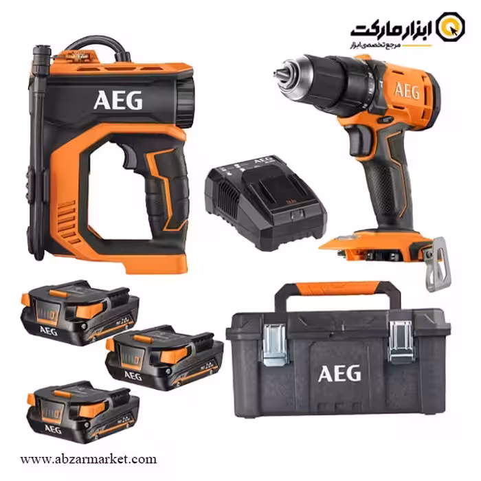 کیت دو دستگاه مینی کمپرسور و دریل چکشی شارژی آاگ مدل BSB 18G4   BK 18C