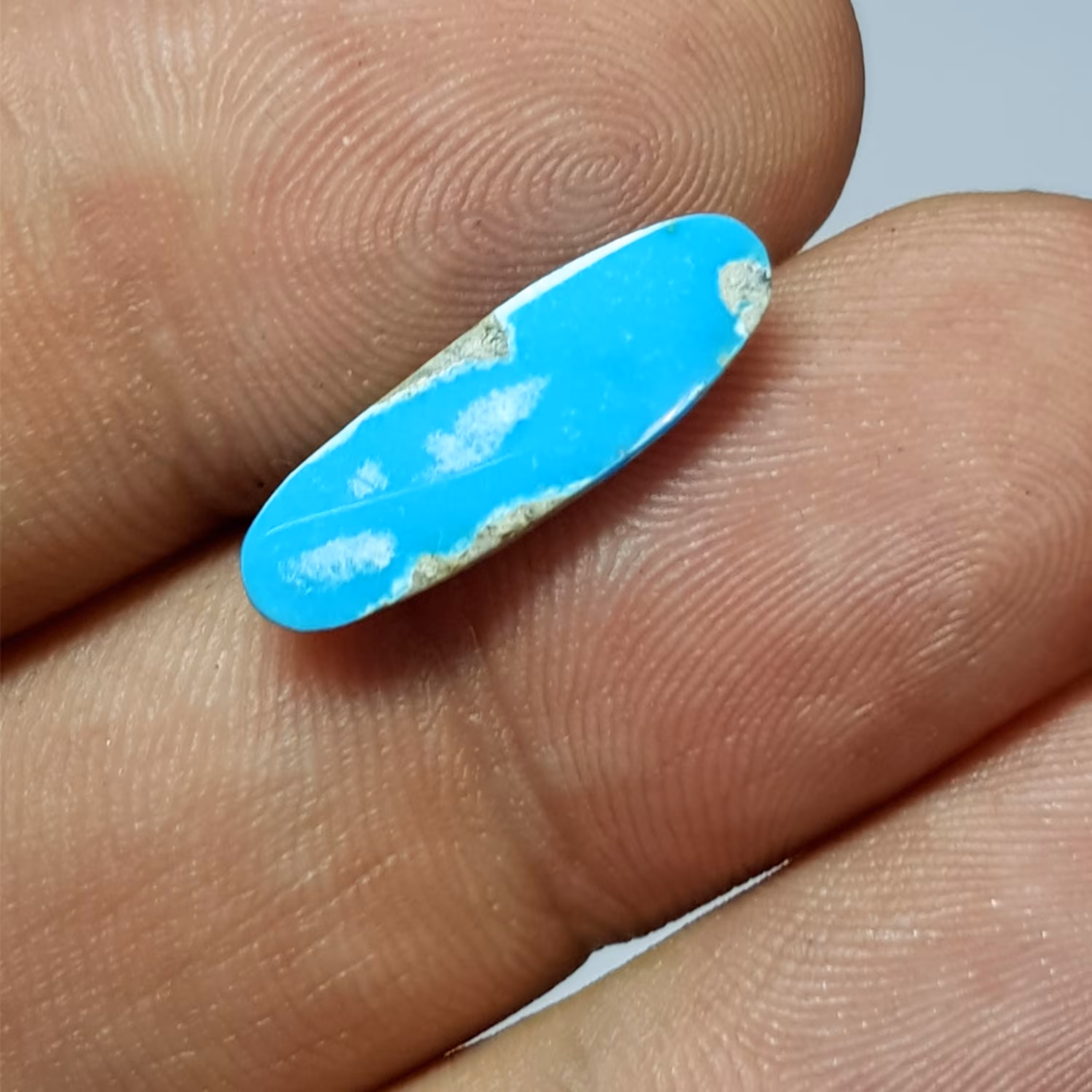 فیروزه شجر نیشابور رنگ آبی محک تراش بیضی کد 734