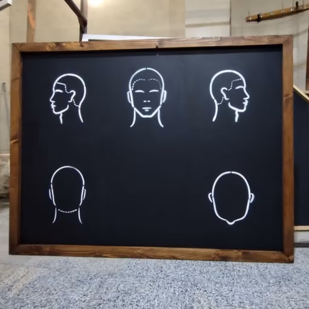 تخته سیاه گچی دیاگرام آموزش هیرکات مخصوص آرایشگران ابعاد 150در100 سانت 