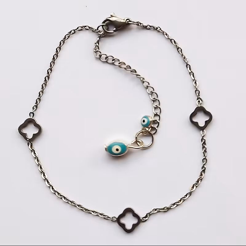 دستبند مدل کیوت ساخته شده از استیل و چشم نظر 