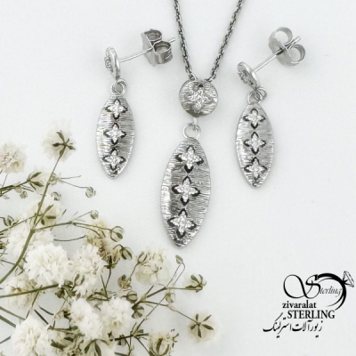 نیمست نقره گل دار عیار925 کد 15904