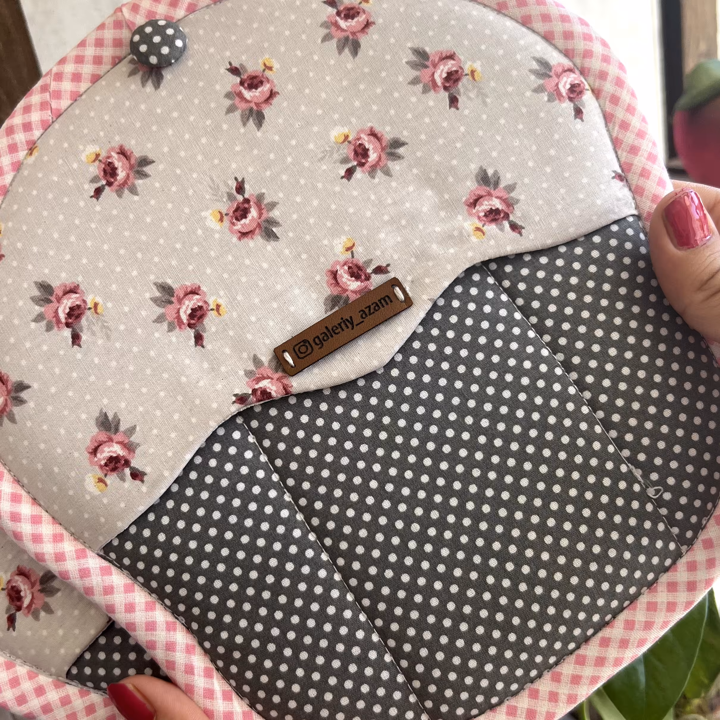 دستگیره مدل کاپ کیک دوخته شده با پارچه کتان نخ و پشم شیشه فیلتری