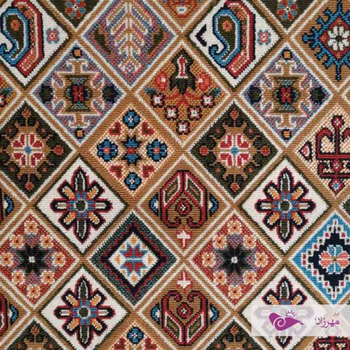 گلیم ماشینی 4 متری ( یک و نیم در دو و بیست و پنج ) طرح محراب بژ