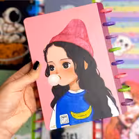 دفتر دکمه ای 100 برگ طرح دختر جلد سخت سویل