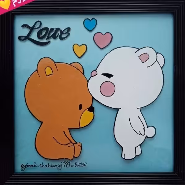 تابلوویترای‌خرس‌وخرگوش‌بوس بهمراه قاپ سایز 20در20 
