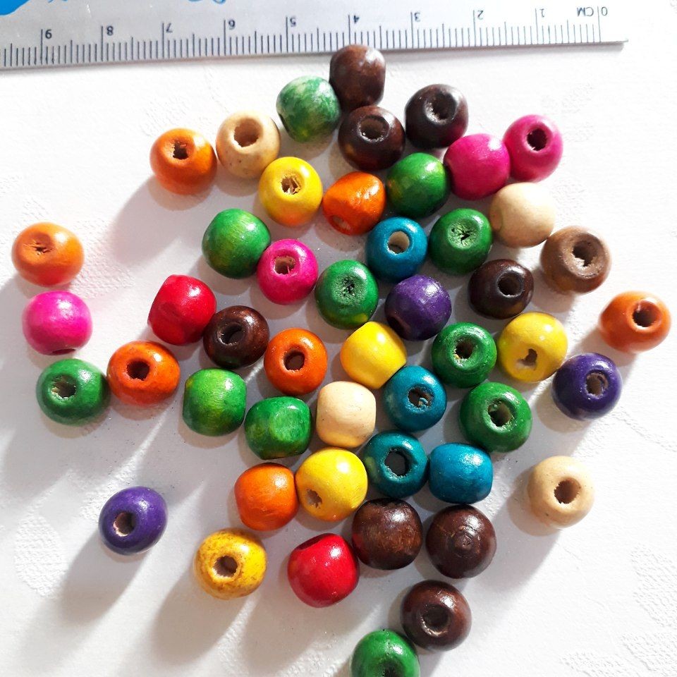 مهره چوبی رنگی(بسته 50 عددی)