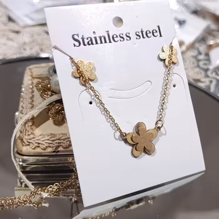 نیم ست استیل گل رنگ ثابت طلایی