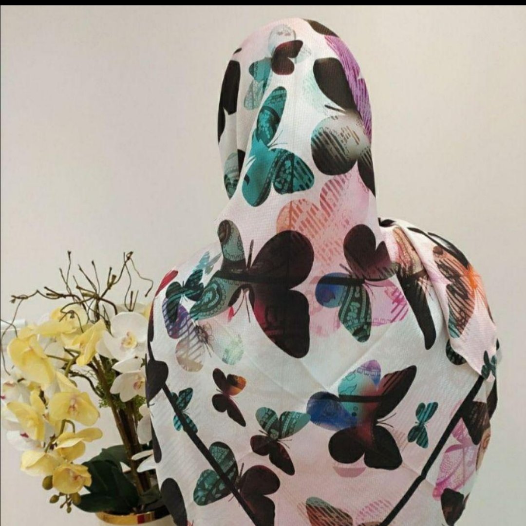 روسری طرح پروانه دور دست دوز قواره 125
