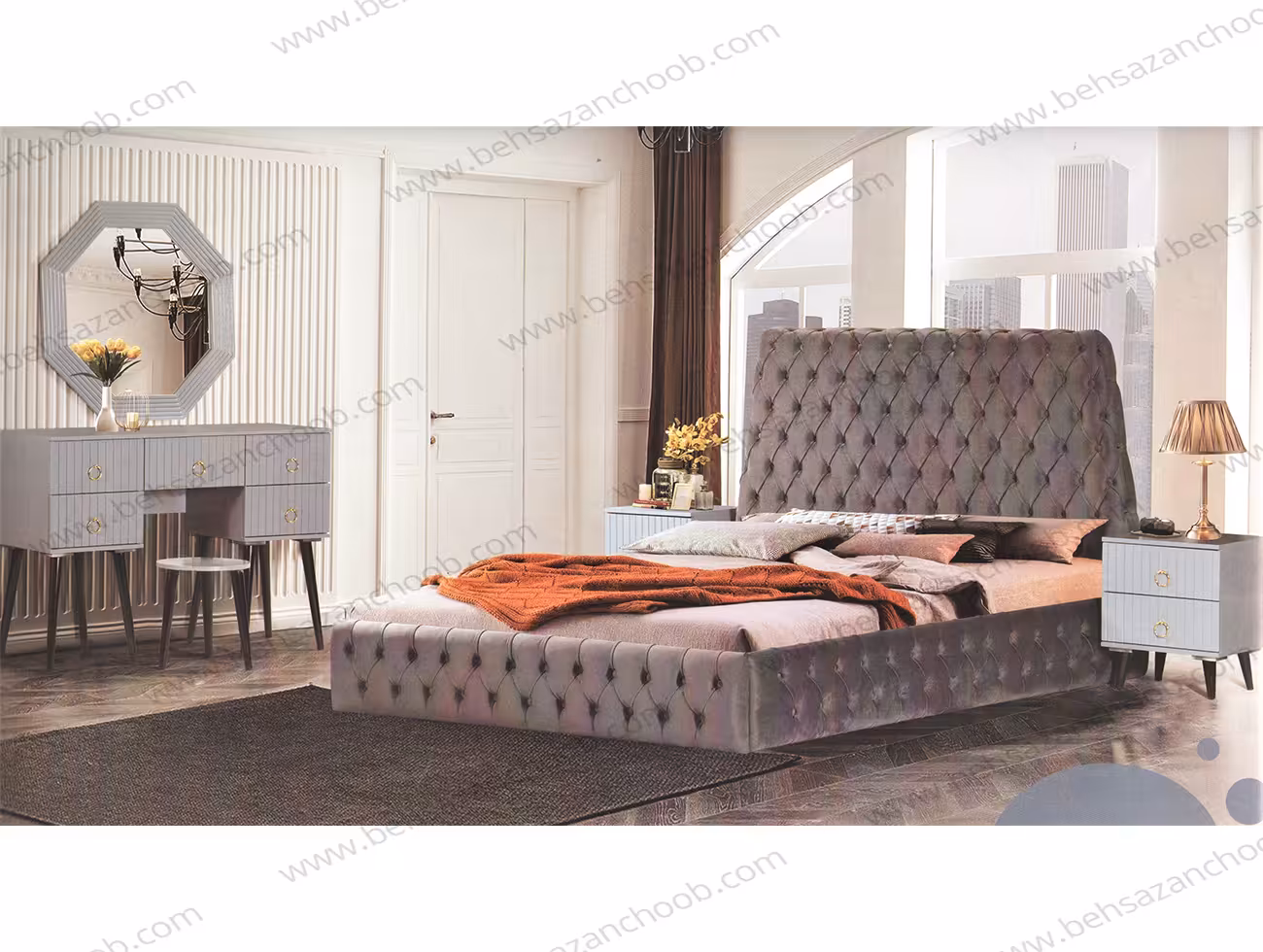 سرویس خواب چوبی رزا N102