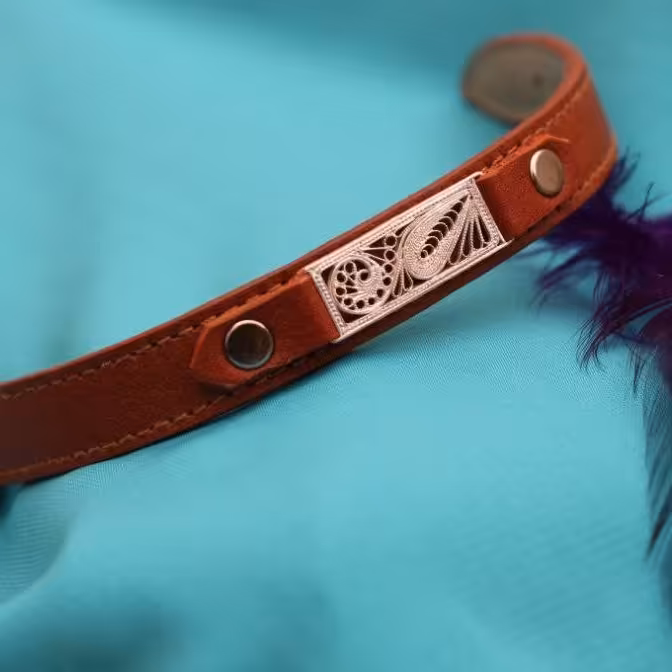 دستبند چرمی ملیله بند ساعتی