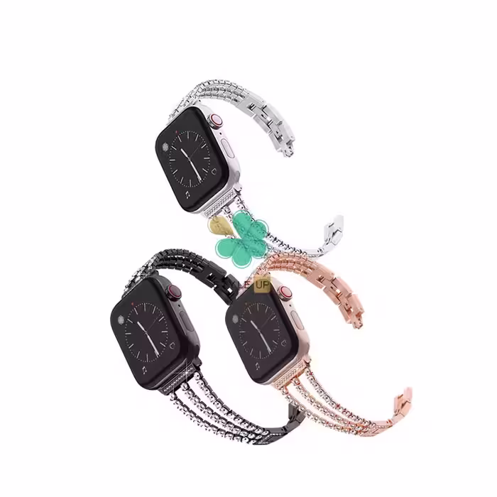 بند استیل ساعت اپل واچ Apple Watch 7 45mm مدل زنجیری نگین دار