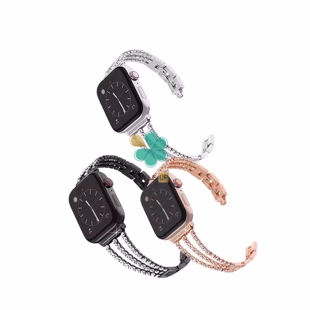 بند استیل ساعت اپل واچ Apple Watch 7 45mm مدل زنجیری نگین دار