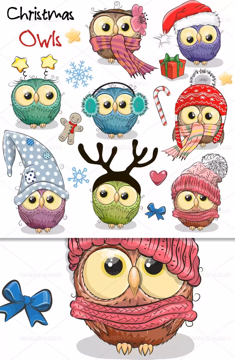 وکتور کاراکتر جغد کریسمس | گرافیک با طعم تربچه